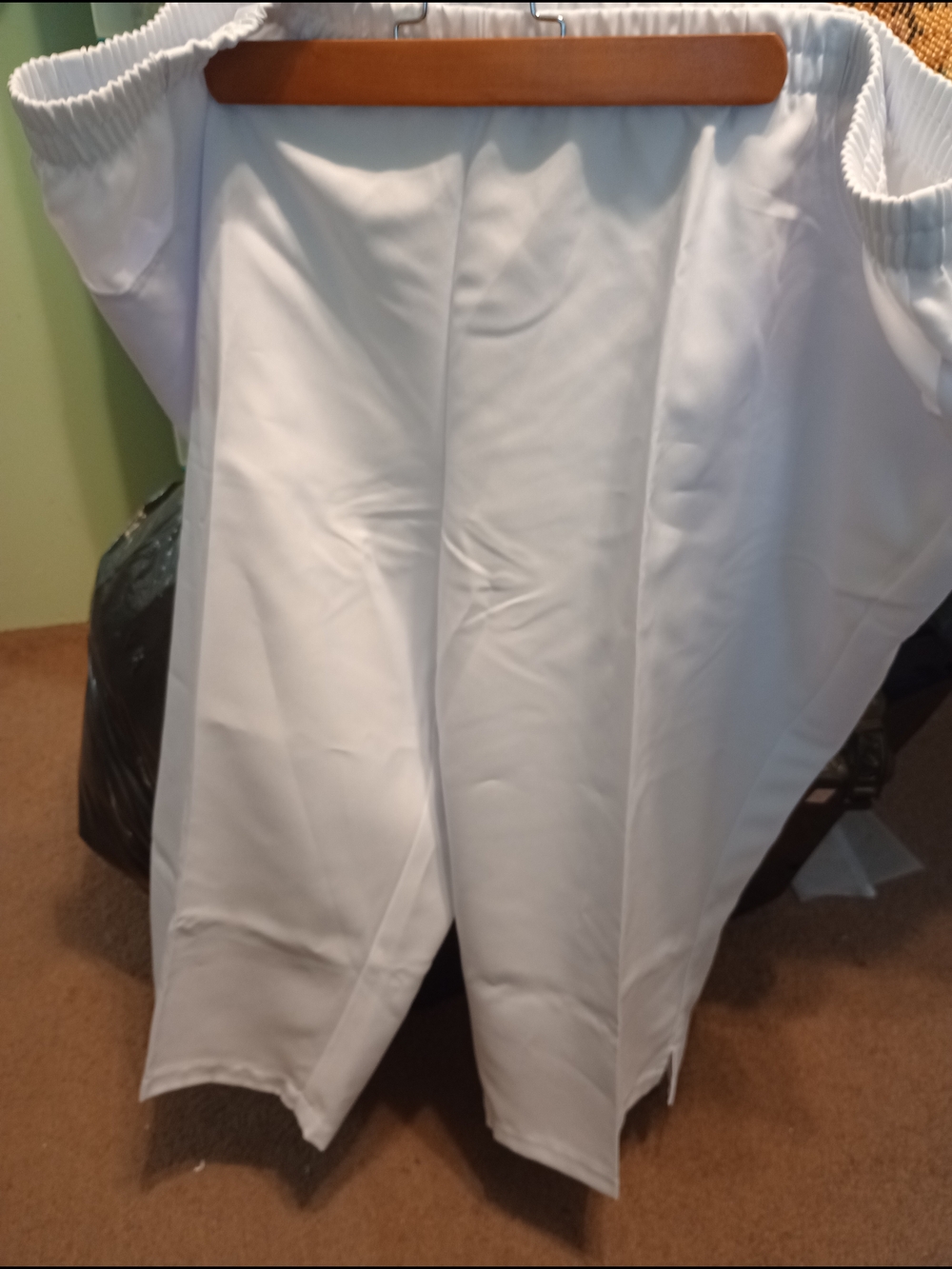 White Women's Size 22 Silkey Like Casual Elastic-Waist Pants New.